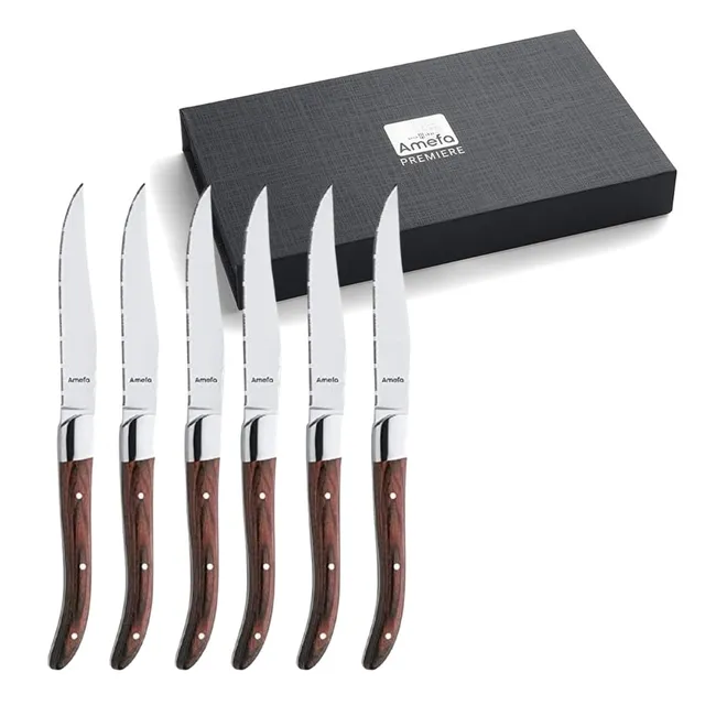 amefa-royal-steak-steakmesser-set-6-teilig-mit-wellenschliff-und-holz-griff-im-e image 1