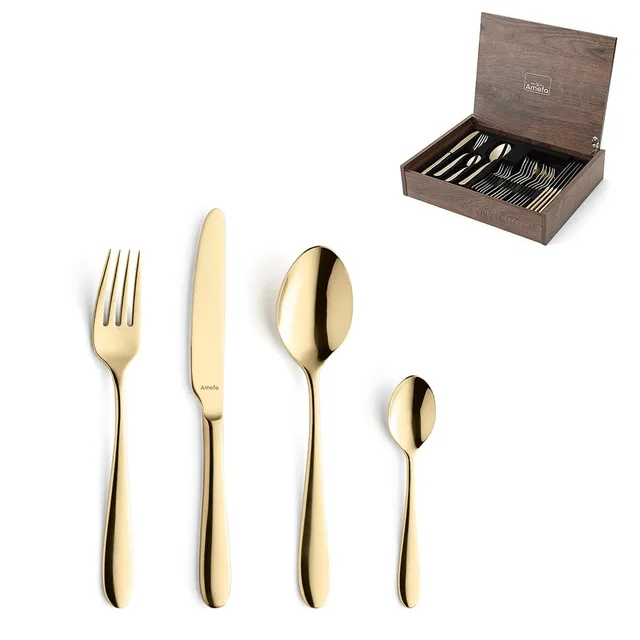 amefa-oxford-24-teiliges-besteck-set-gold-18-10-edelstahl image 1